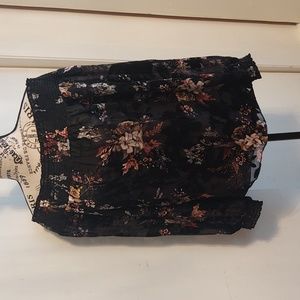 Beautiful WHBM Black Floral off the shoulder top Size L